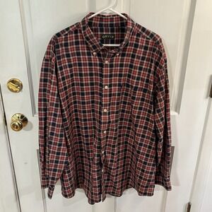 Men's ORVIS Long Sleeve Blue Red Plaid Button Up Shirt Size 2XL Distressed